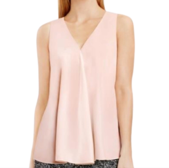VINCE CAMUTO Drape Front V-Neck Sleeveless Blouse Pink Size Women's Medium - Picture 1 of 9